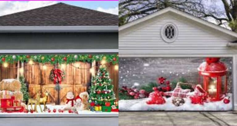 garage door Christmas banner